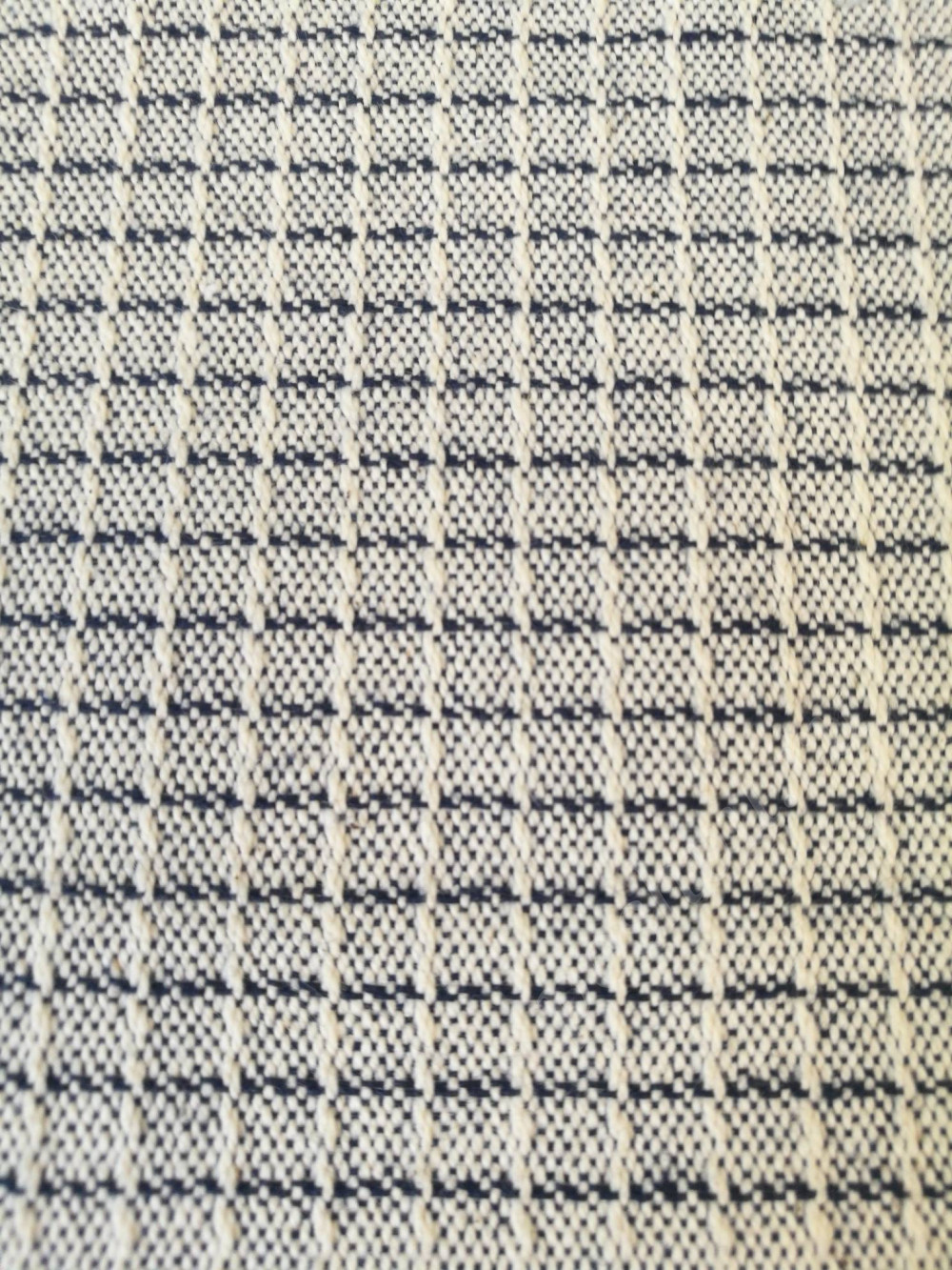 Мебельная ткань жаккард CUADRO бежево-темно-синяя клетка (раппорт 0,75х0,75см)