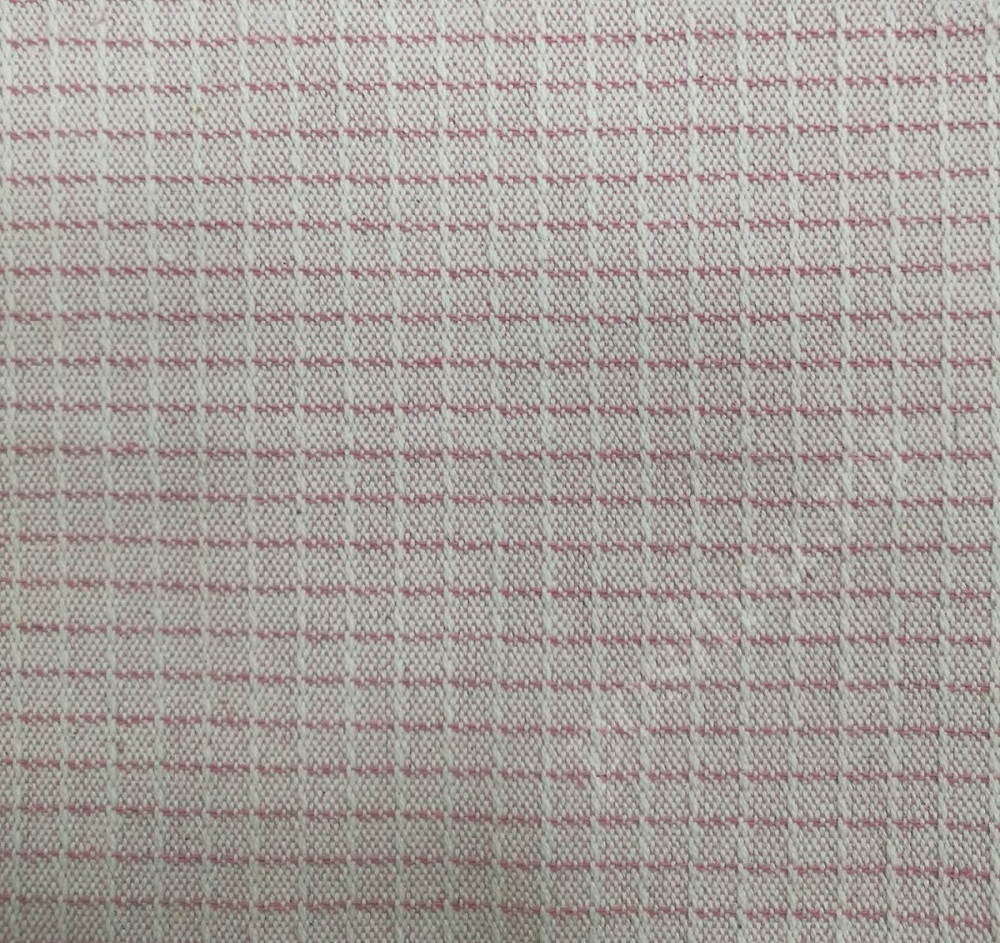 Мебельная ткань жаккард CUADRO серо-розовая клетка (раппорт 0,75х0,75см)
