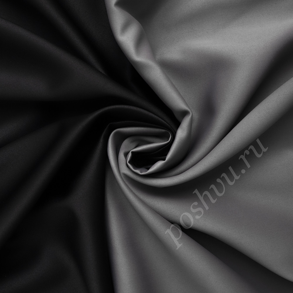 Портьерная ткань блэкаут MARCELLO двухсторонний черно-серого цвета, выс.320см