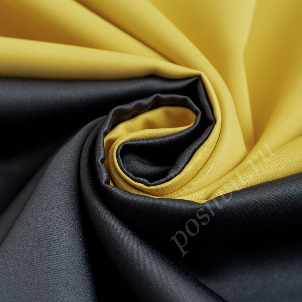 Портьерная ткань блэкаут MARCELLO двухсторонний черно-желтого цвета, выс.320см