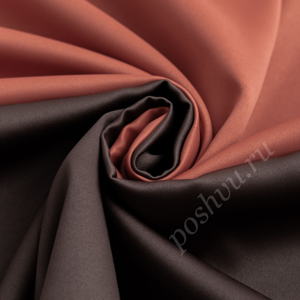 Портьерная ткань блэкаут MARCELLO двухсторонний коричнево-терракотового цвета, выс.320см