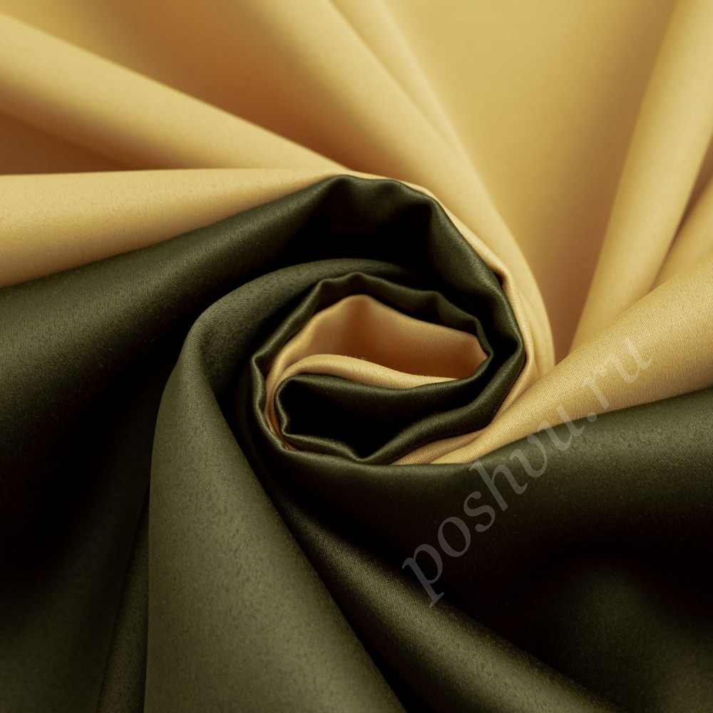 Портьерная ткань блэкаут MARCELLO двухсторонний оливково-желтого цвета, выс.320см