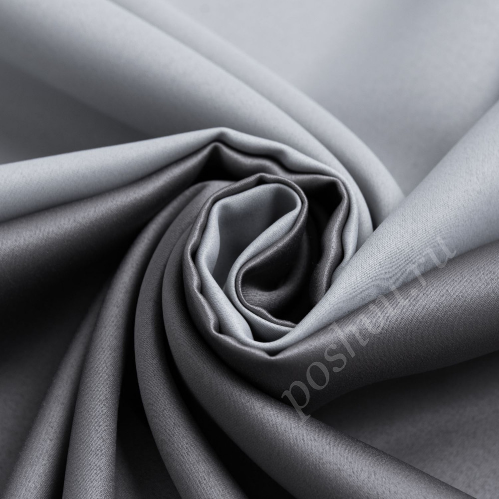 Портьерная ткань блэкаут MARCELLO двухсторонний серо-стального цвета, выс.320см