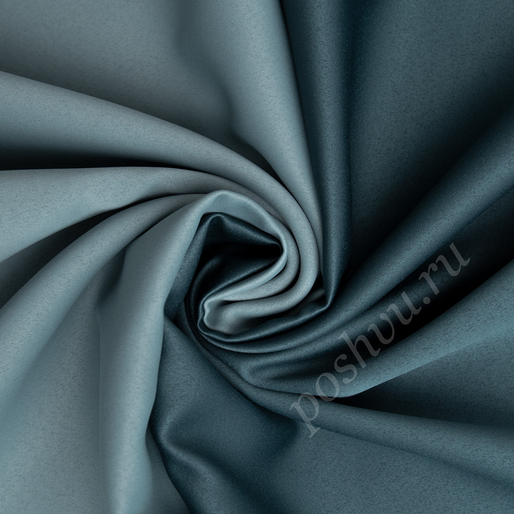 Портьерная ткань блэкаут MARCELLO двухсторонний сине-зелено-голубого цвета, выс.320см
