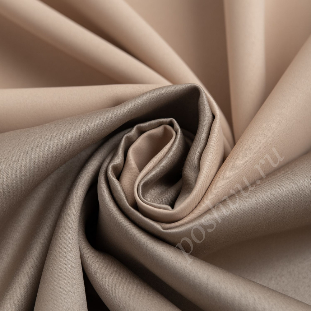 Портьерная ткань блэкаут MARCELLO двухсторонний темно-бежево-кремового цвета, выс.320см