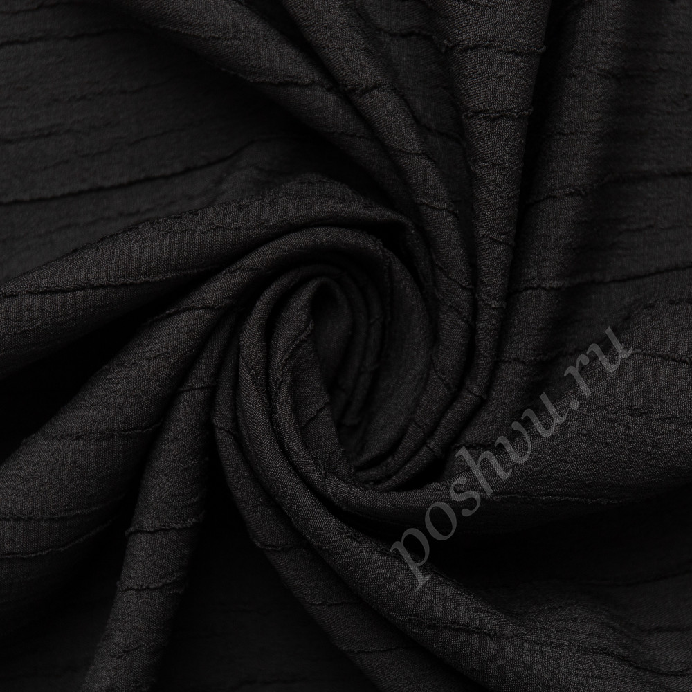 Портьерная ткань жаккард OTELLO жатка черного цвета, выс.300см