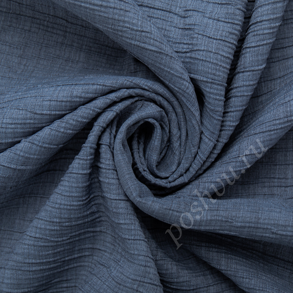 Портьерная ткань жаккард OTELLO жатка серо-синего цвета, выс.300см