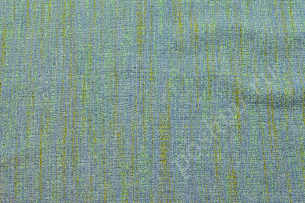 Трикотажная ткань голубого цвета с салатовыми полосками