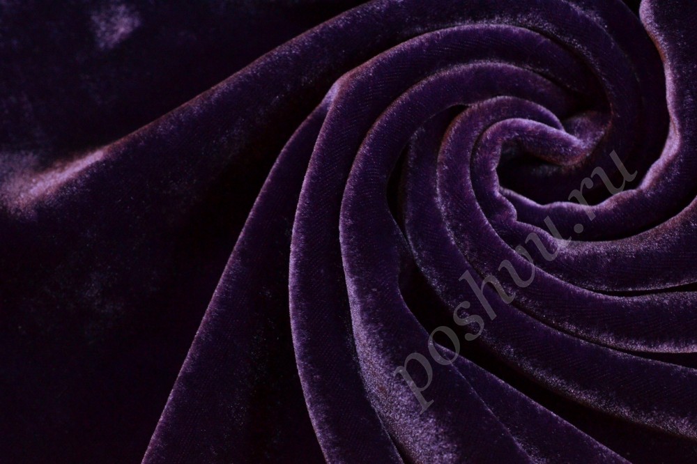 Ткань бархат глубокого фиолетового оттенка