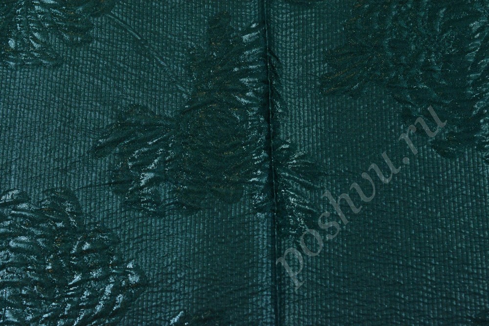 Ткань шелк малахитового оттенка с узором