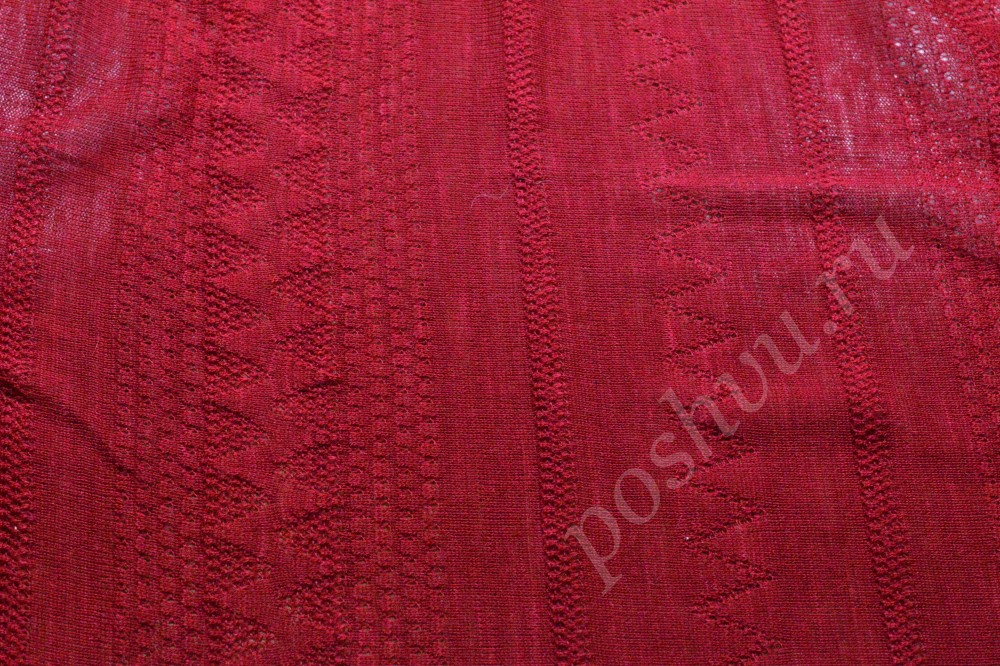 Ткань вязаный шерстяной трикотаж красного оттенка