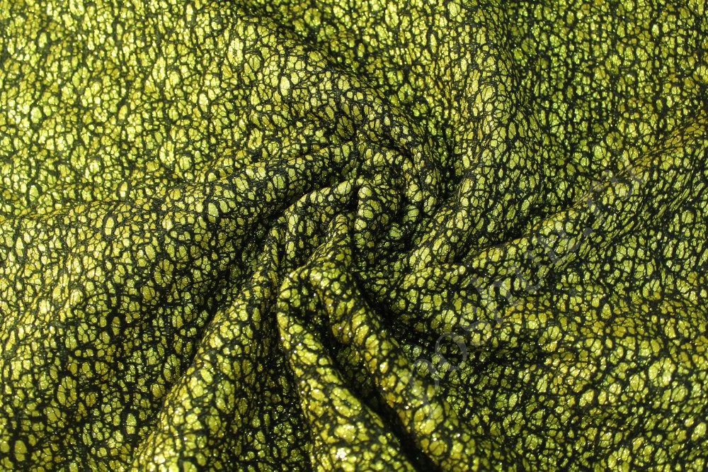 Ткань курточная салатового цвета с имитацией кружева