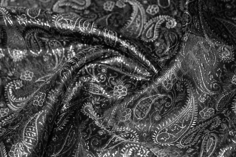 Ткань парча росписная Серебряная роспись