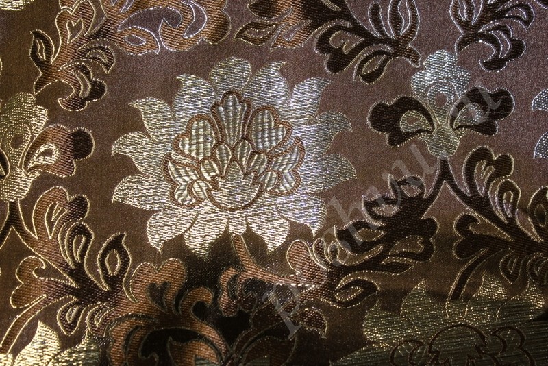 Парчовая ткань коричневого оттенка с великолепным узором