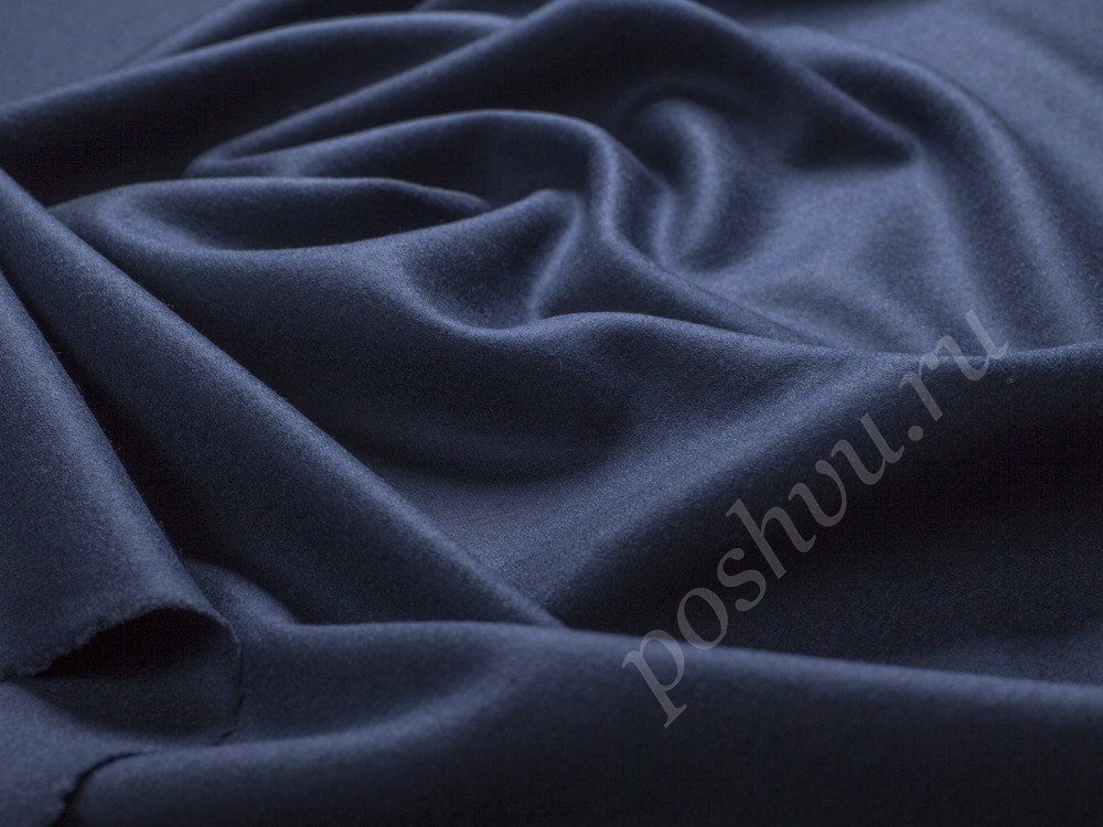 Ткань Кашемировый трикотаж темно-синего оттенка