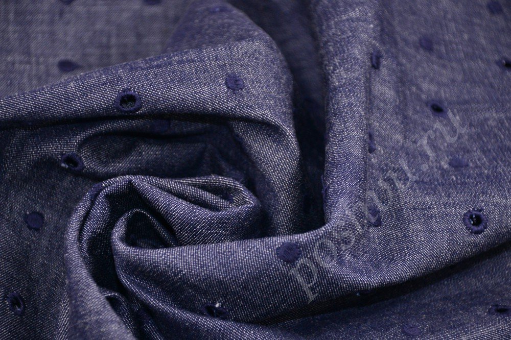 Оригинальная джинсовая ткань в горошек