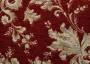Ткань для мебели шенилл бордового оттенка с листьями
