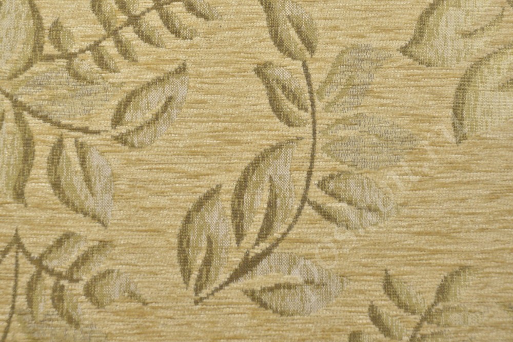 Ткань для мебели шенилл оливково-бежевого оттенка с узором