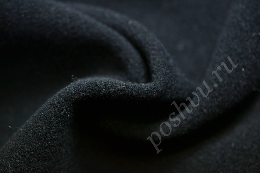 Ткань пальтовая черно-синего оттенка