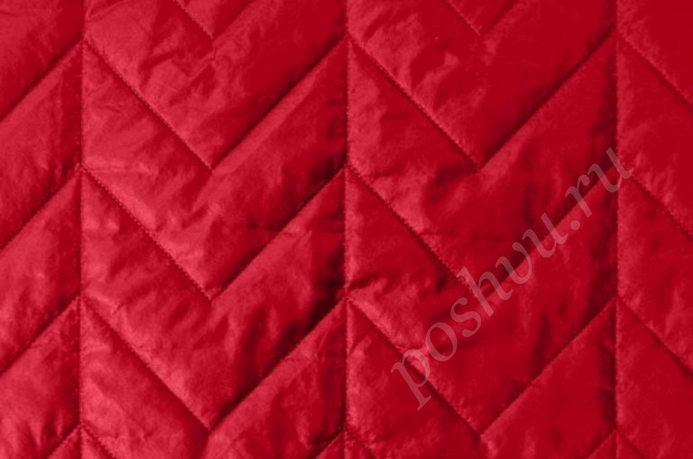 Курточная стеганая ткань Зиг-Заг красного цвета
