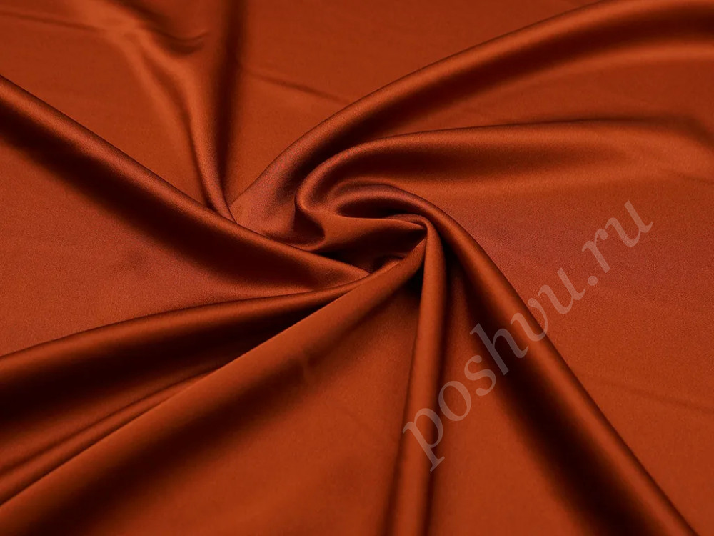 Плательная атласная ткань Кади цвета горячего шоколада