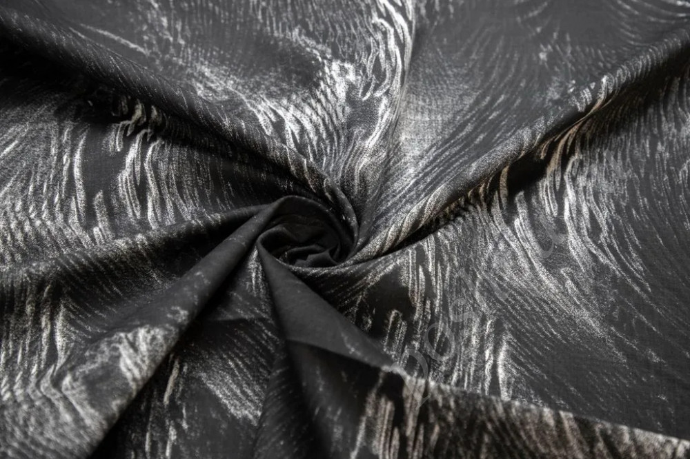 Хлопок костюмно-плательный черно-белого цвета с абстрактным рисунком (263г/м2)
