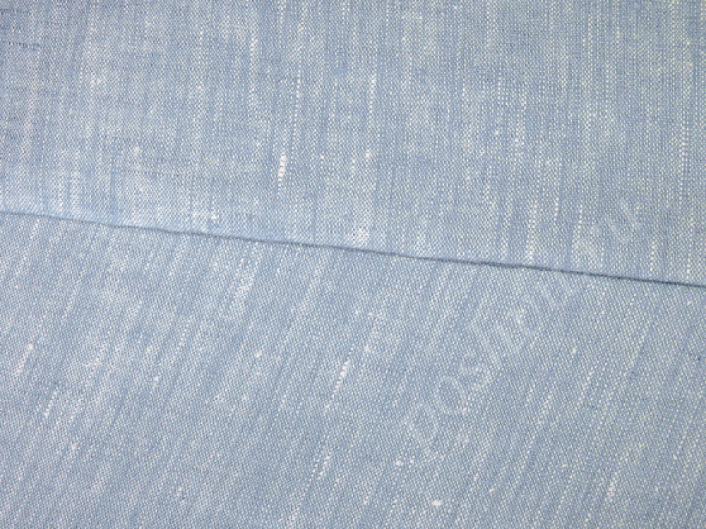 Костюмная льняная ткань меланж, голубой джинс