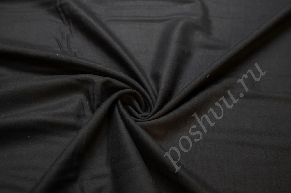 Костюмно-пальтовая двухсторонняя ткань черного цвета (207г/м2)
