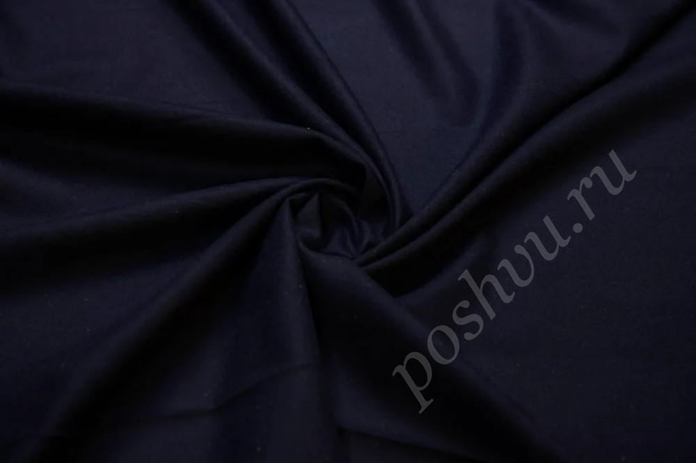 Костюмно-пальтовая двухсторонняя ткань темно-синего цвета (207г/м2)