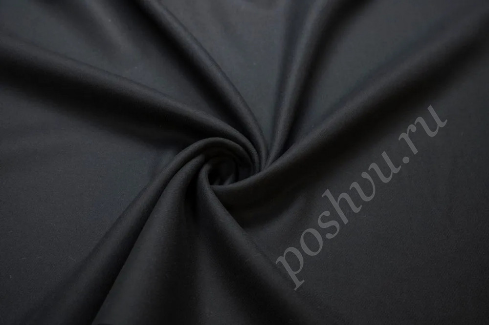 Пальтовая двухслойная ткань чёрного цвета (494г/м2)