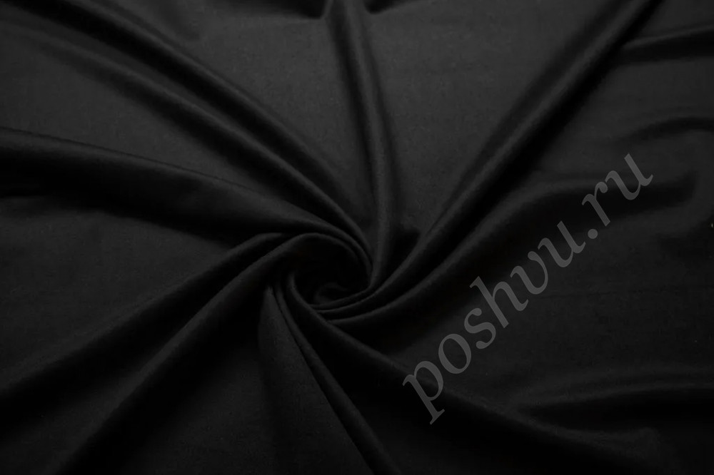 Пальтовая ткань с кашемиром чёрного цвета (390г/м2)