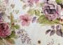 Портьерная ткань рогожка BERGERAC композиция из крупных розовых цветов