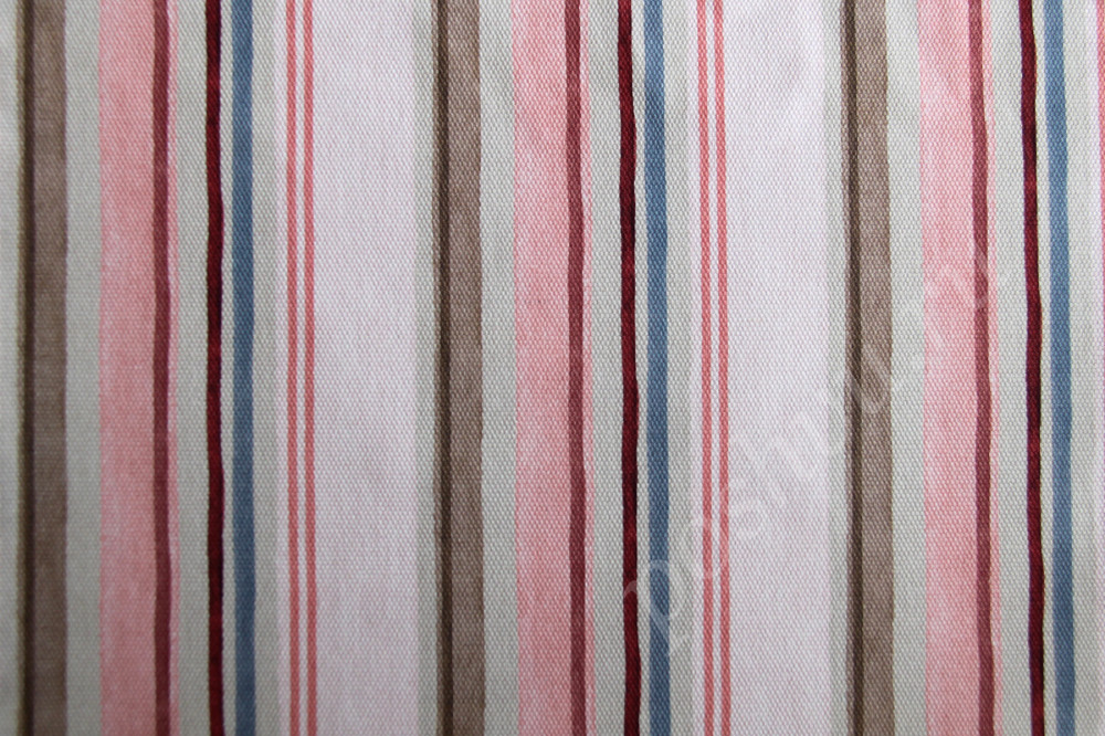 Портьерная ткань рогожка BERGERAC красные, розовые, серые полосы разной ширины