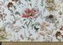 Портьерная ткань рогожка ELEGANCE бежевые полевые цветы на белом фоне