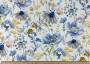 Портьерная ткань рогожка ELEGANCE синие полевые цветы на белом фоне