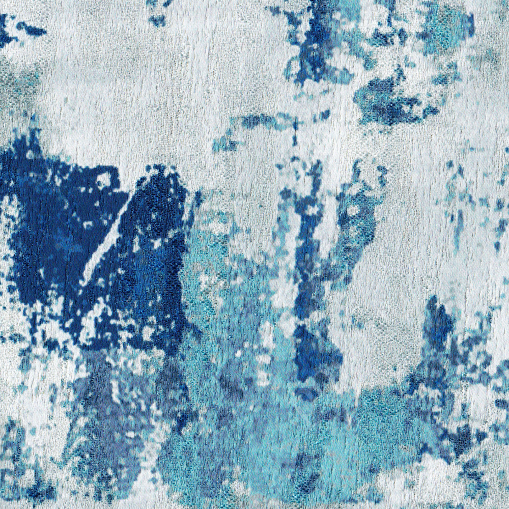 Портьерная ткань жаккард MEMORY абстрактный принт в сине-бирюзовых тонах (рапорт 64х69см)