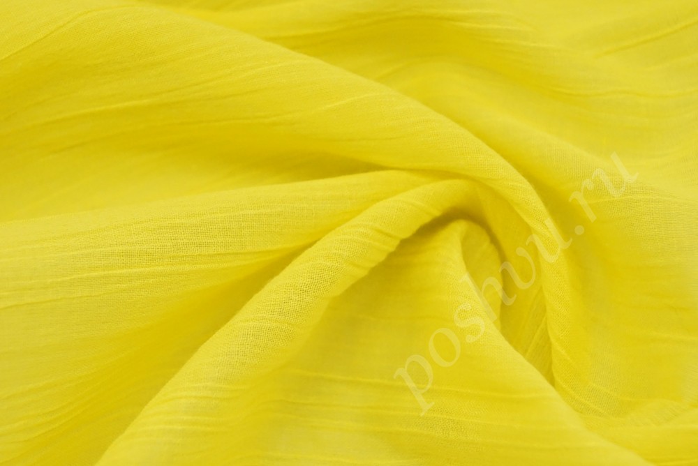 Яркая хлопковая ткань марлёвка жёлтого цвета