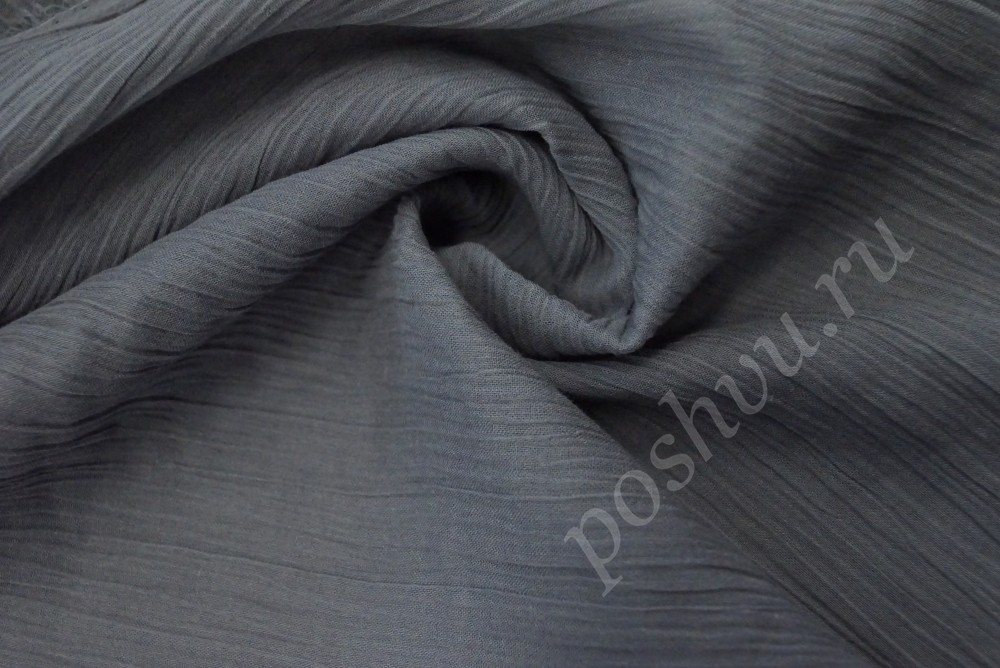 Хлопковая жатая ткань марлёвка серого цвета