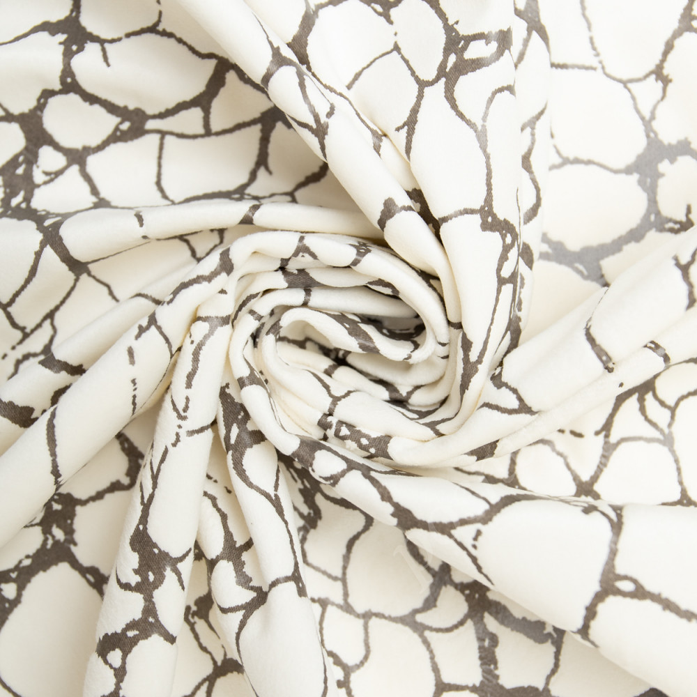 Портьерная ткань бархат ROCHE абстрактный печатный рисунок на кремовом фоне, выс.300см