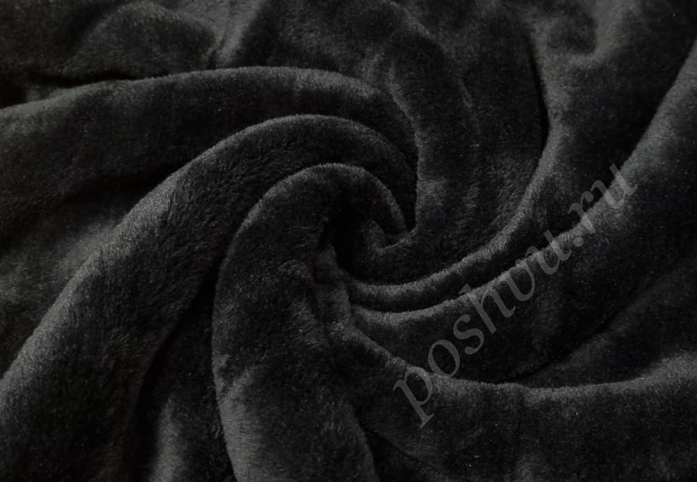 Велсофт однотонный, черного цвета, ш.180 см, 265 гр/м2