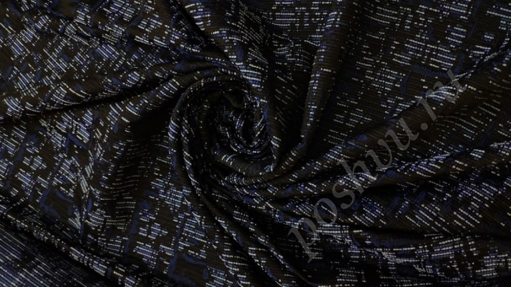 Жаккардовая ткань с вискозой в черно-синего цвета