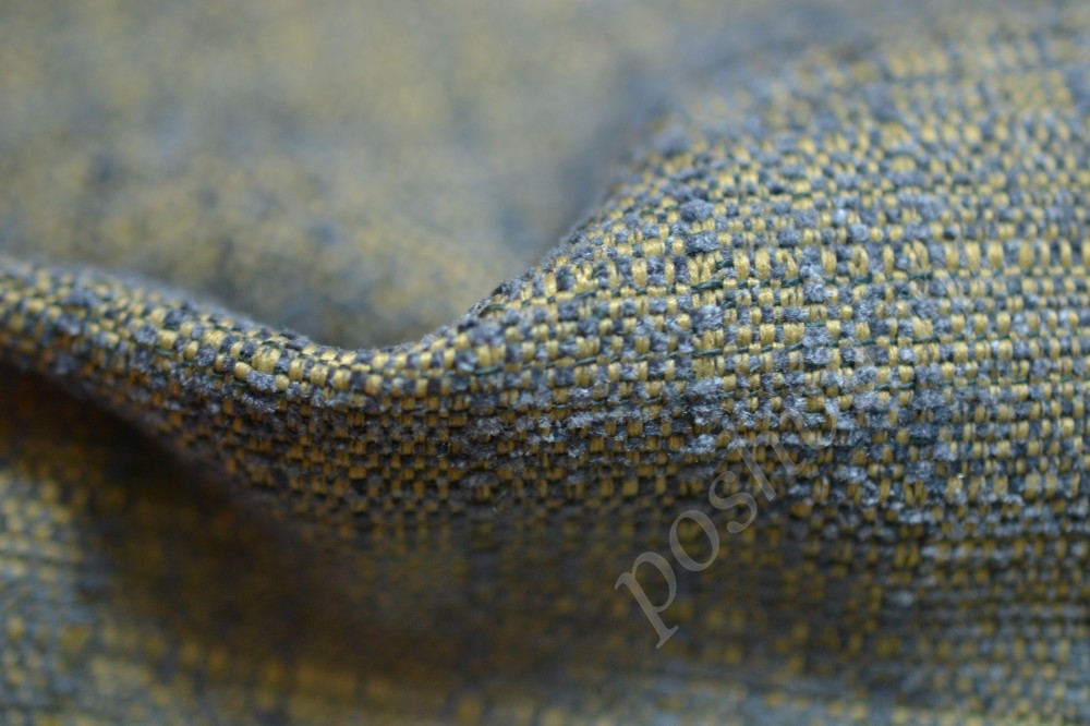 Ткань для штор плотная портьерная желтовато-синего оттенка