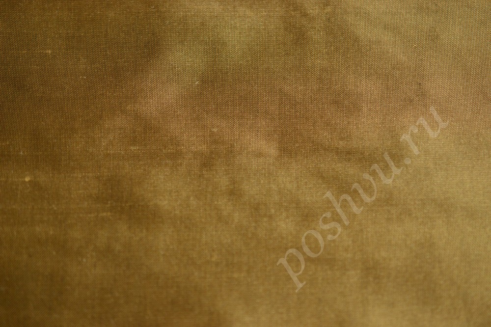 Ткань для штор шелк коричневого цвета с оливковым отливом