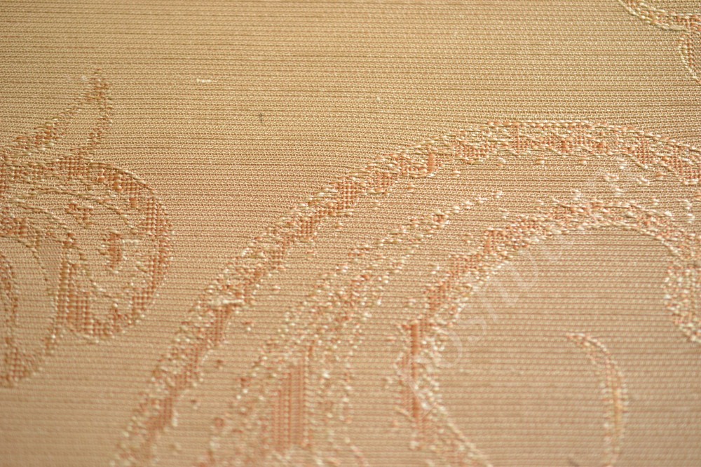 Ткань для штор жаккард персикового цвета с узором