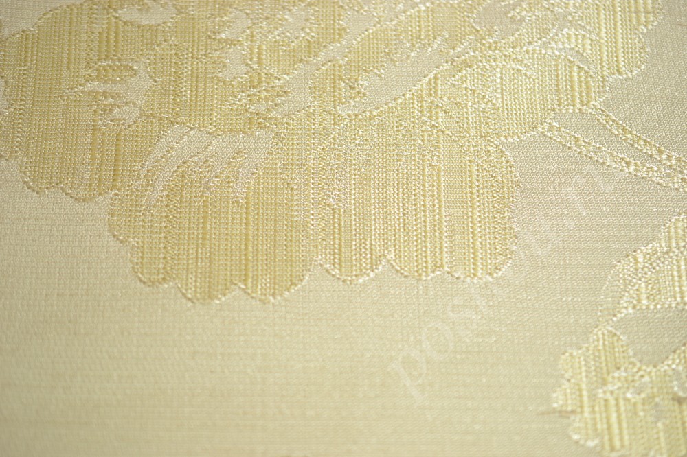 Ткань для штор жаккард бежевого цвета с флористическим узором