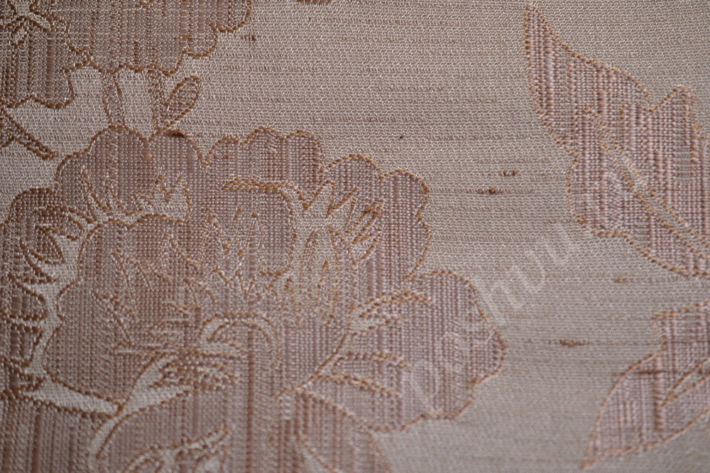 Ткань для штор жаккард серо-лилового оттенка с флористическим узором