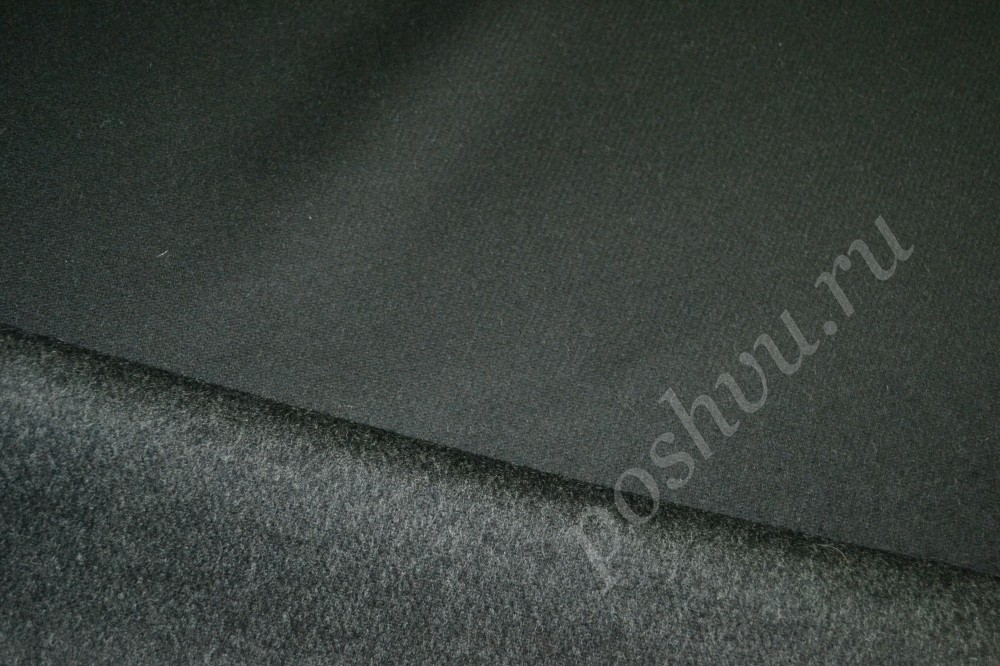 Пальтовая ткань темного серо-черного оттенка с натуральным блеском