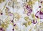 Портьерная ткань рогожка ADAM BC мелкие фиолетовые цветы с желтыми листьями с виноградом в стиле акварельной графики