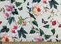 Портьерная ткань рогожка ALICE GARDEN разноцветные цветы на бежевом фоне