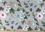 Портьерная ткань рогожка ALICE GARDEN разноцветные цветы на сером фоне